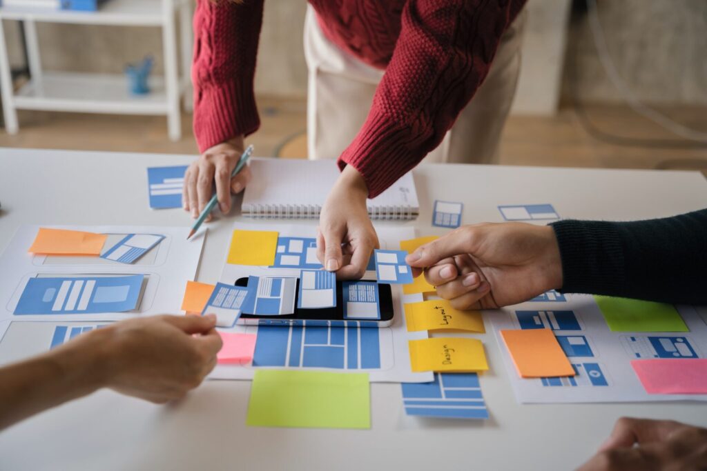 Creative team web designer planning application development